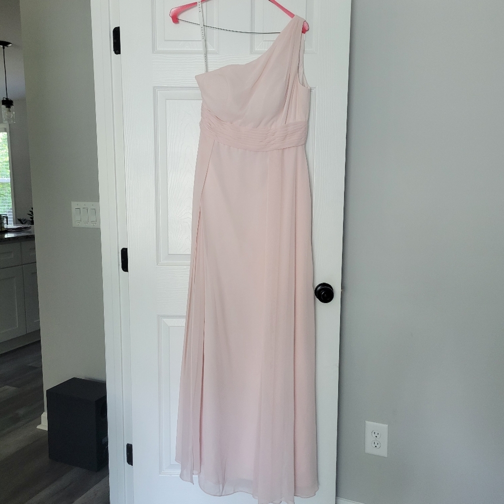 Azazie One-Shoulder Pink Gown